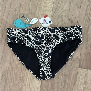 Prana Black and White Floral Bikini Bottoms